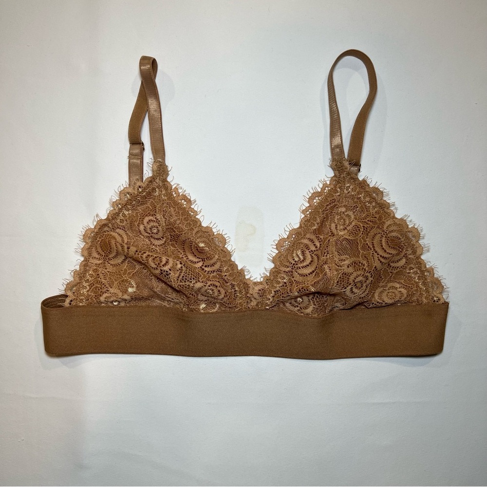 Pepper Everyday Lace Triangle Bralette in Tuscan‎ Tan size small
